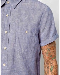 Asos Brand Shirt In Short Sleeve With Linen Mix