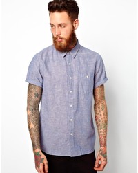 Asos Brand Shirt In Short Sleeve With Linen Mix