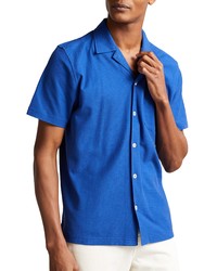 Ted Baker London Chatley Short Sleeve Pique Button Up Shirt In Bright Blue At Nordstrom
