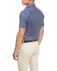 Peter Millar Collection Roman Holiday Short Sleeve Sport Shirt Blue