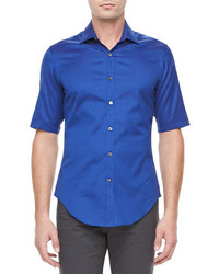 Lanvin Cotton Short Sleeve Shirt Bright Blue
