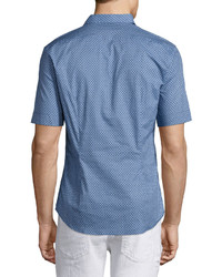 Diesel Leppa Micro Pattern Short Sleeve Shirt Blue