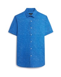 Bugatchi Ooohcotton Tech Slub Knit Short Sleeve Button Up Shirt