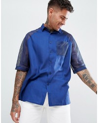 ASOS DESIGN Oversized Viscose Shirt With Mesh Sleeves