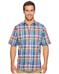 Bugatchi Short Sleeve Classic Fit Spread Collar Shirt Short Sleeve Button Up