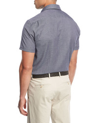 Ermenegildo Zegna Small Dot Short Sleeve Cotton Shirt