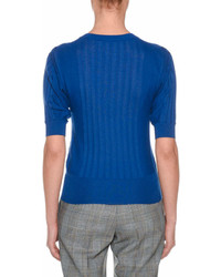 Agnona Crewneck Short Sleeve Superfine Cashmere Sweater