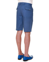 Stefano Ricci Flat Front Cashmere Shorts