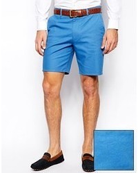 Asos Slim Fit Shorts In Washed Cotton Blue