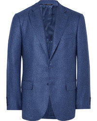 Loro Piana Blue Madrid Unstructured Silk And Cashmere Blend Hopsack Blazer