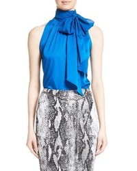 St. John Collection Stretch Silk Charmeuse Halter Tie Blouse