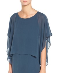 Eileen Fisher Sheer Overlay Silk Georgette Dress