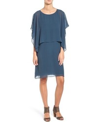 Eileen Fisher Sheer Overlay Silk Georgette Dress