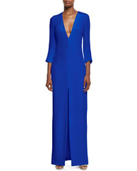 Cushnie et Ochs 34 Sleeve V Neck Gown Wchain