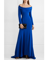 Reem Acra Draped Off The Shoulder Silk Crepe Gown