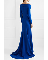 Reem Acra Draped Off The Shoulder Silk Crepe Gown