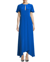 Diane von Furstenberg Flutter Sleeve Split Front Silk Evening Gown