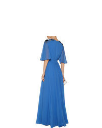 Badgley Mischka Pleated Silk Blend Gown