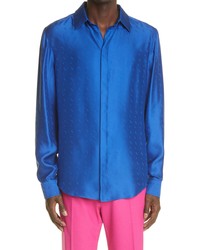 Fendi Sky Logo Jacquard Silk Button Up Shirt