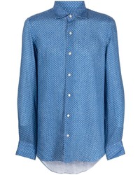 Finamore 1925 Napoli Tokyo Jacquard Pattern Silk Shirt
