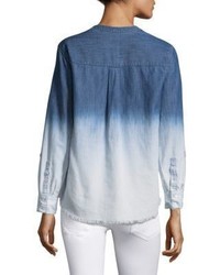 Joie Normana Ombre Frayed Silk Denim Shirt