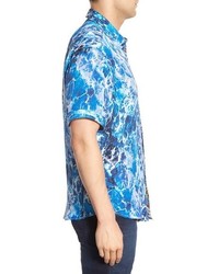 Robert Graham River Jordan Regular Fit Short Sleeve Silk Blend Sport Shirt
