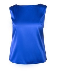Blue Silk Sleeveless Top