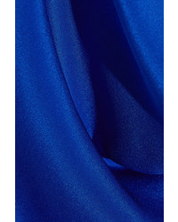 Cushnie et Ochs Open Back Chain Trimmed Silk Crepe De Chine Halterneck Top Bright Blue