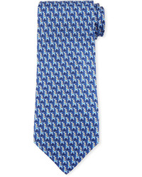 Salvatore Ferragamo Penguin Giraffe Silk Twill Tie Blue