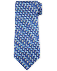 Salvatore Ferragamo Penguin Giraffe Silk Twill Tie Blue