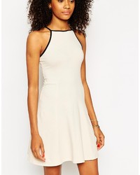 Asos Collection 90s High Neck Skater Dress With Contrast Trim