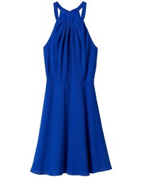 Express Royal Blue Fit And Flare Halter Dress