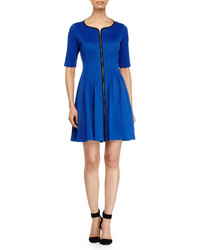 Betsey Johnson Zip Front Fit And Flare Dress Sea Blue