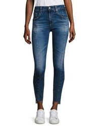 AG Jeans Ag Farrah High Rise Pintuck Step Hem Skinny Jeans