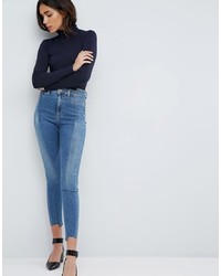 ASOS DESIGN Asos Ridley High Waist Skinny Jeans With Seamed Split Front In Noelle Light Wash