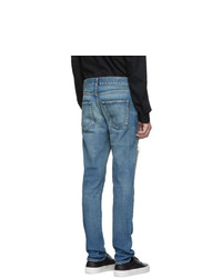 Saint Laurent Blue Distressed Skinny Jeans