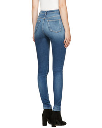Saint Laurent Blue High Waist Skinny Jeans