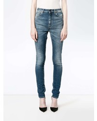 Saint Laurent Blue High Waisted Skinny Jeans