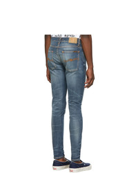 Nudie Jeans Blue Worn Repaired Tight Terry Jeans
