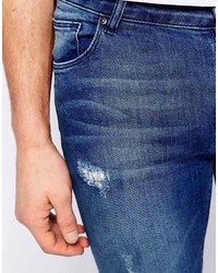 Asos Brand Extreme Super Skinny Jeans With Rip And Repair