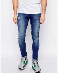 Asos Brand Extreme Super Skinny Jeans With Rip And Repair