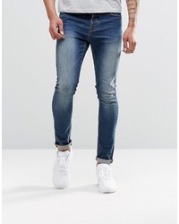 Asos Brand Super Skinny Jeans In 125oz Tinted Blue
