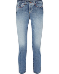 Alanui Cropped Embellished Mid Rise Slim Leg Jeans