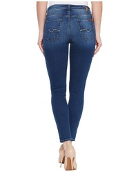7 For All Mankind Cropped Skinny Jeans W Squiggle In Rich Coastal Blue Jeans