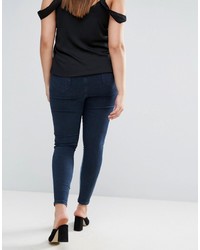 Asos Curve Curve Rivington High Waisted Denim Jegging In Two Tone Blues