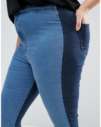 Asos Curve Curve Rivington High Waisted Denim Jegging In Two Tone Blues