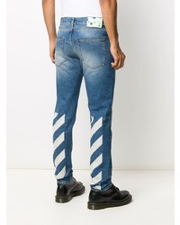 Off-White Diagonal Stripes Slim Fit Jeans