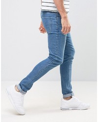 Asos Eco Super Skinny Jeans In Mid Blue