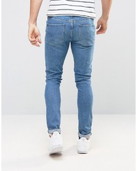Asos Eco Super Skinny Jeans In Mid Blue