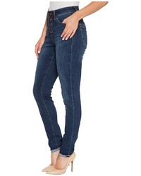Jag Jeans Gwen Skinny High Rise Jeans In Crosshatch Denim In Thorne Blue Jeans